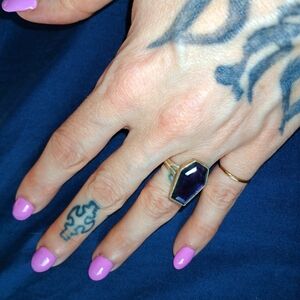 Sterling Amethyst Coffin Ring 4.5